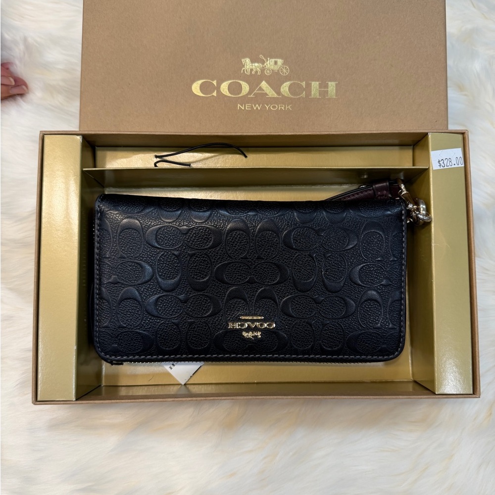 Coach Black Embossed Wristlet